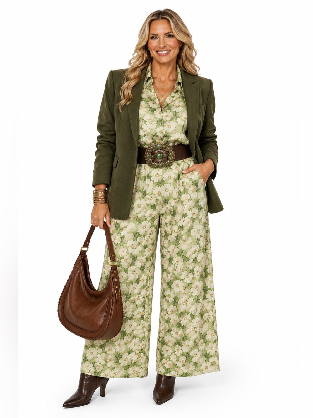 Bailey Rose Floral Set (blouse+pants) NWOT